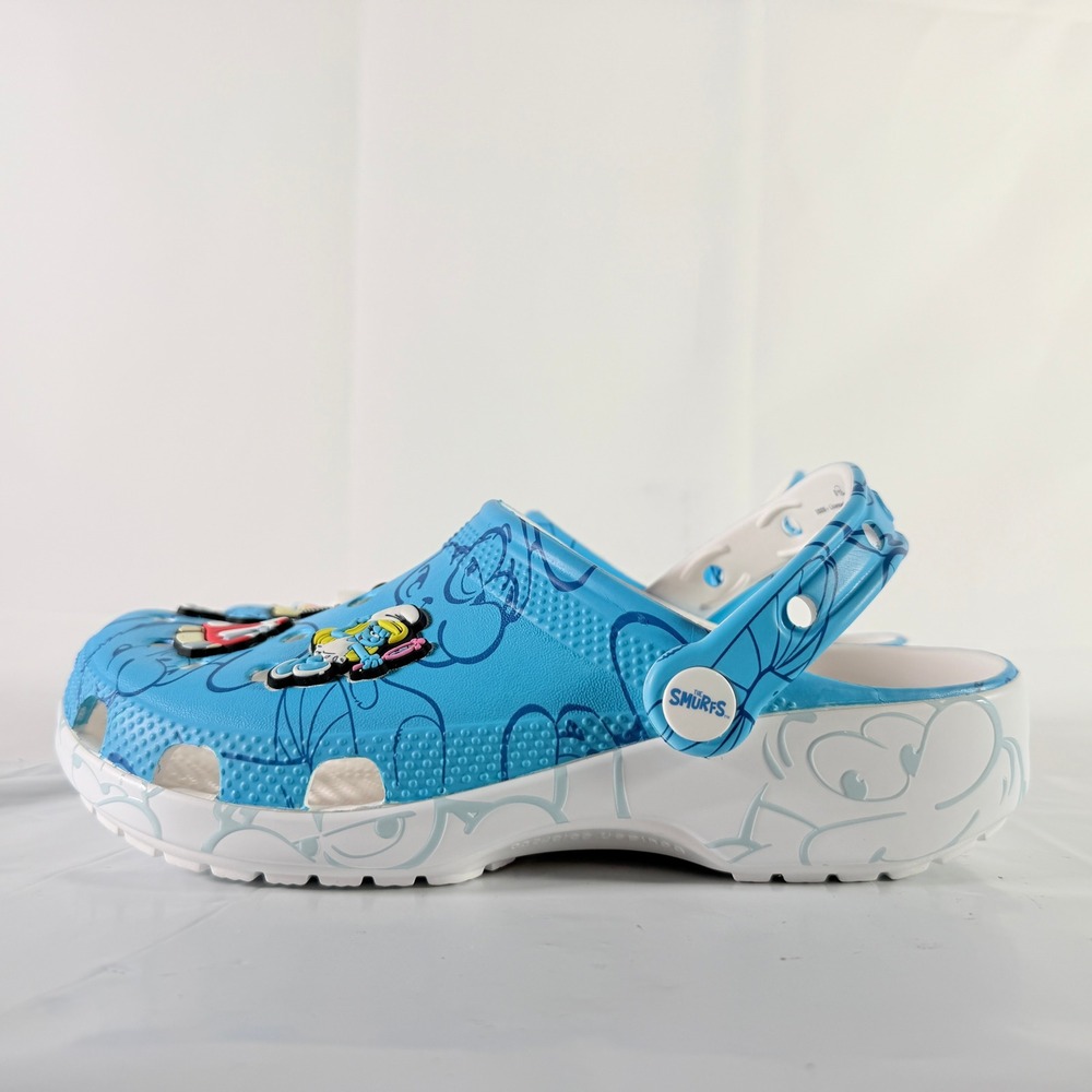 Crocs Kids Smurfs‎ Classic Clog Blue White Shoes Size J5 New 210821-90H